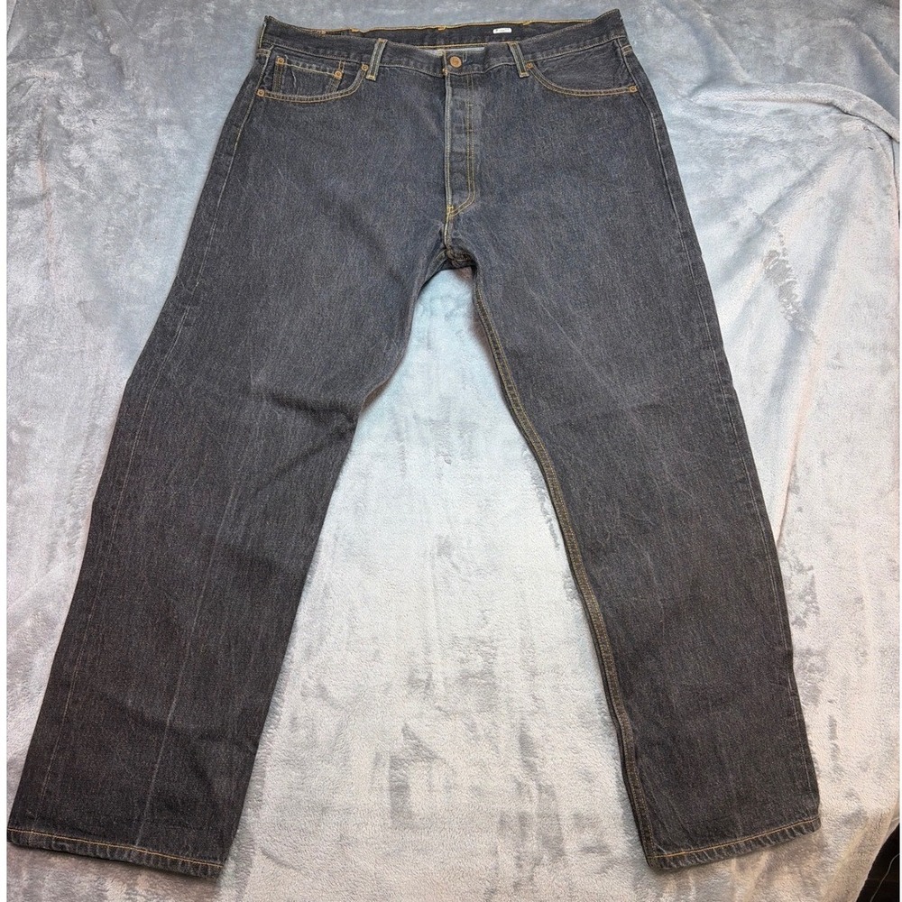 Levis 501 Original Fit Jeans Mens 42x34 Dark Gray Wash Straight Leg Cotton 501XX